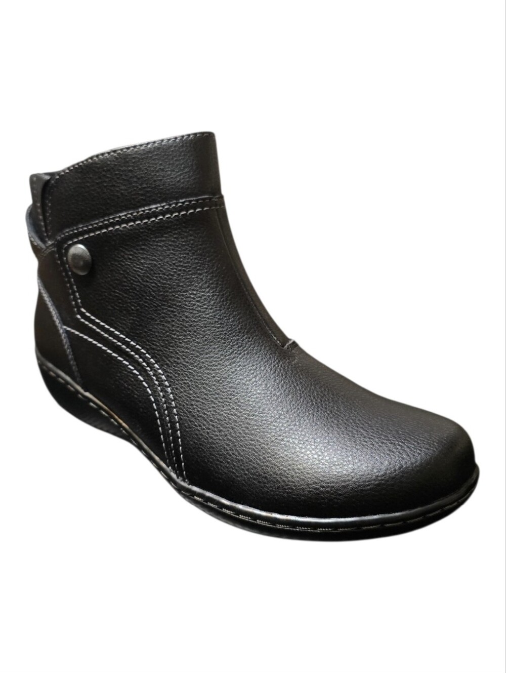 Clarks Collection Ashland Mabel Black Tumbled Leather Ankle Boots